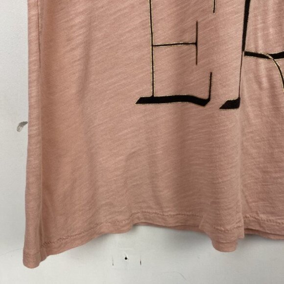 J.Crew S / M Modern Graphic Tee T-Shirt Blush Pink Black & Gold Letters - Picture 10 of 14